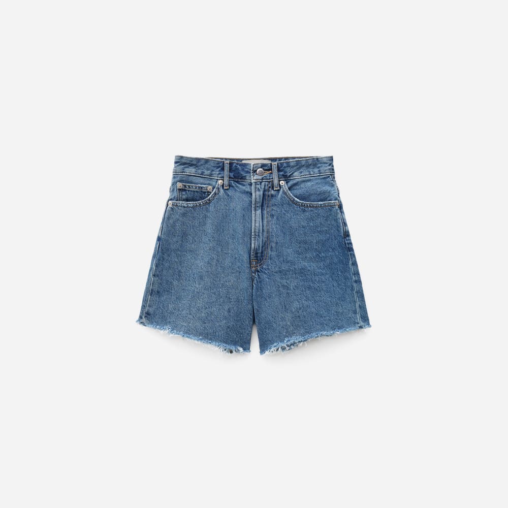 The A-Line Denim Short in Medium Indigo — alternate view