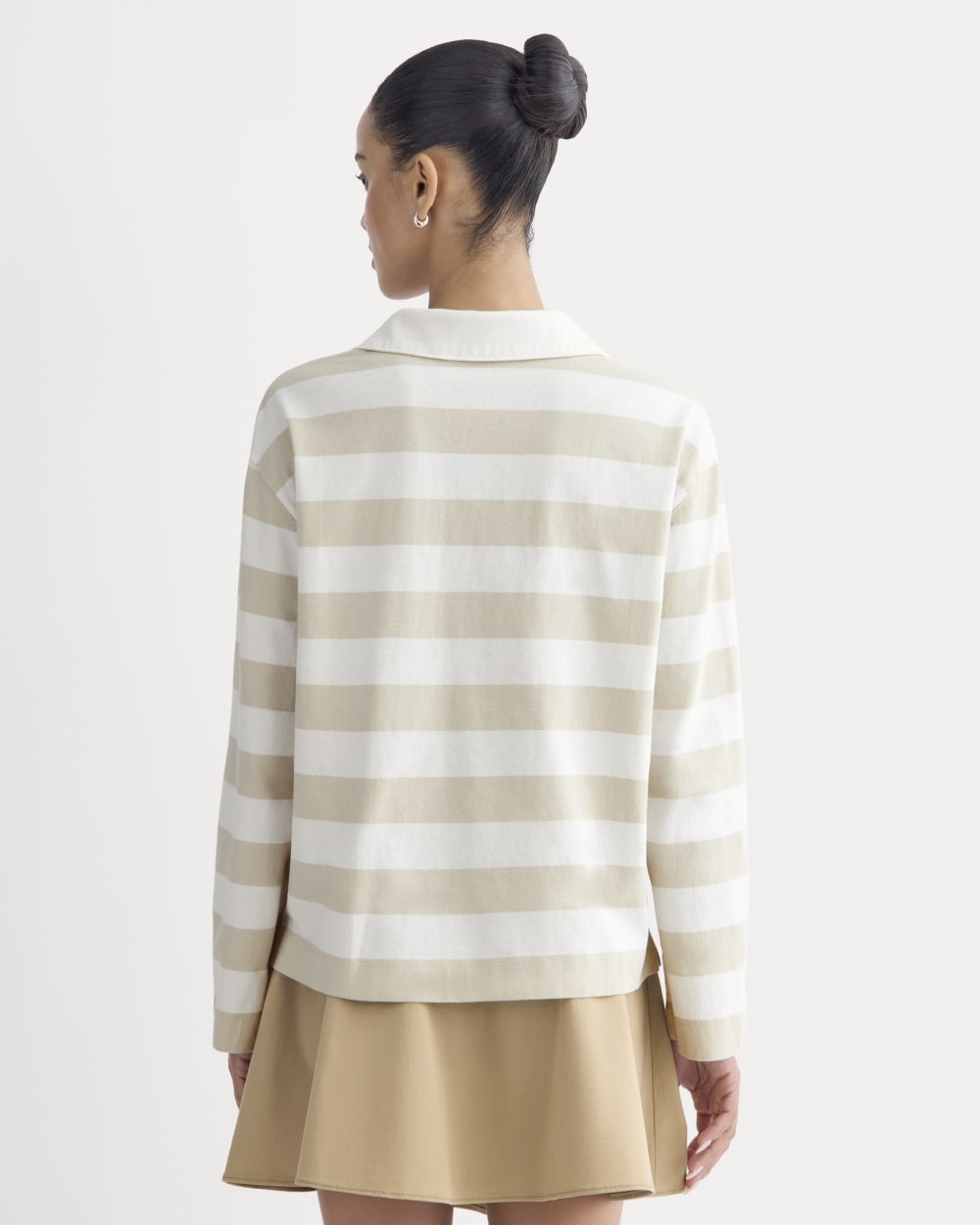 The Mariner Rugby Top in Peyote / Bone — detail view