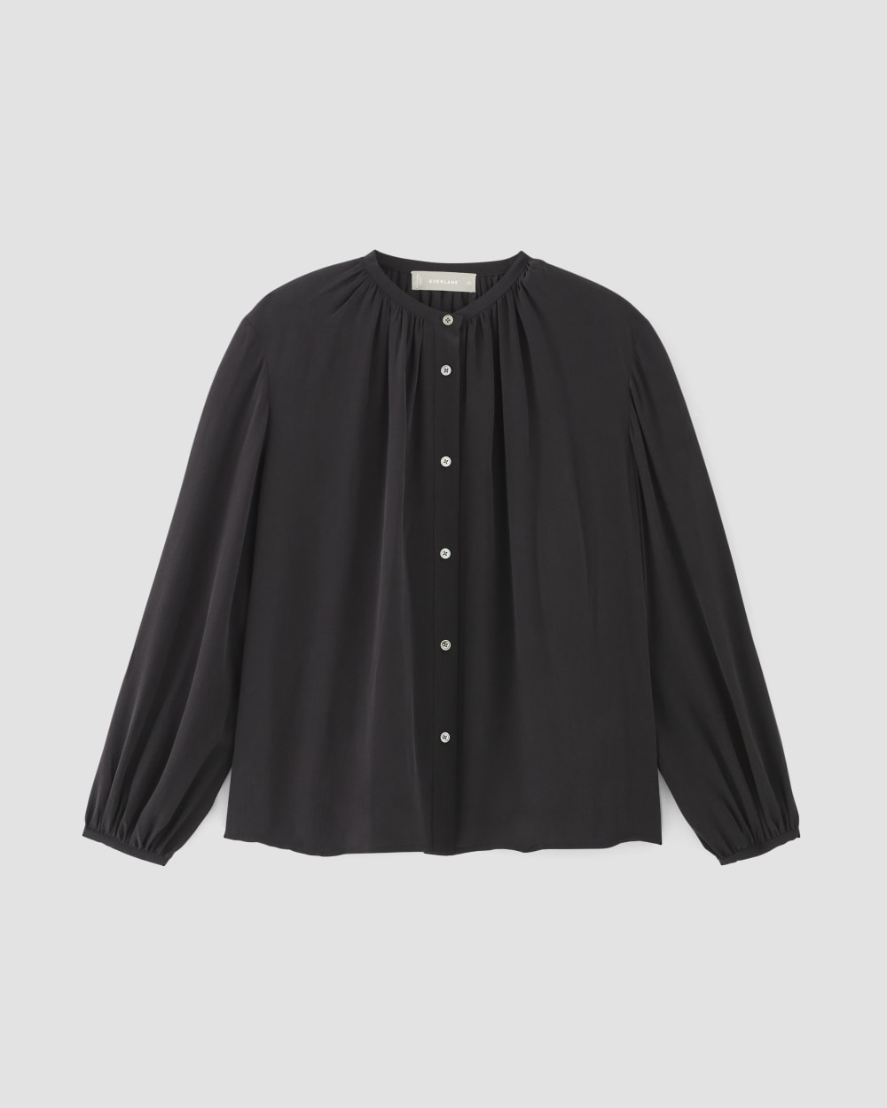 The Washable Clean Silk Shirred Blouse in Black — alternate view