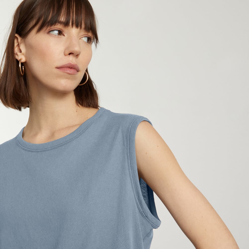 The Air Muscle Tank in Dusty Blue — detail view