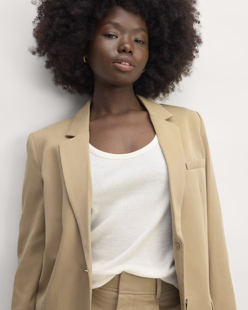 The Vintage Rib Scoop-Neck Top in Bone — detail view