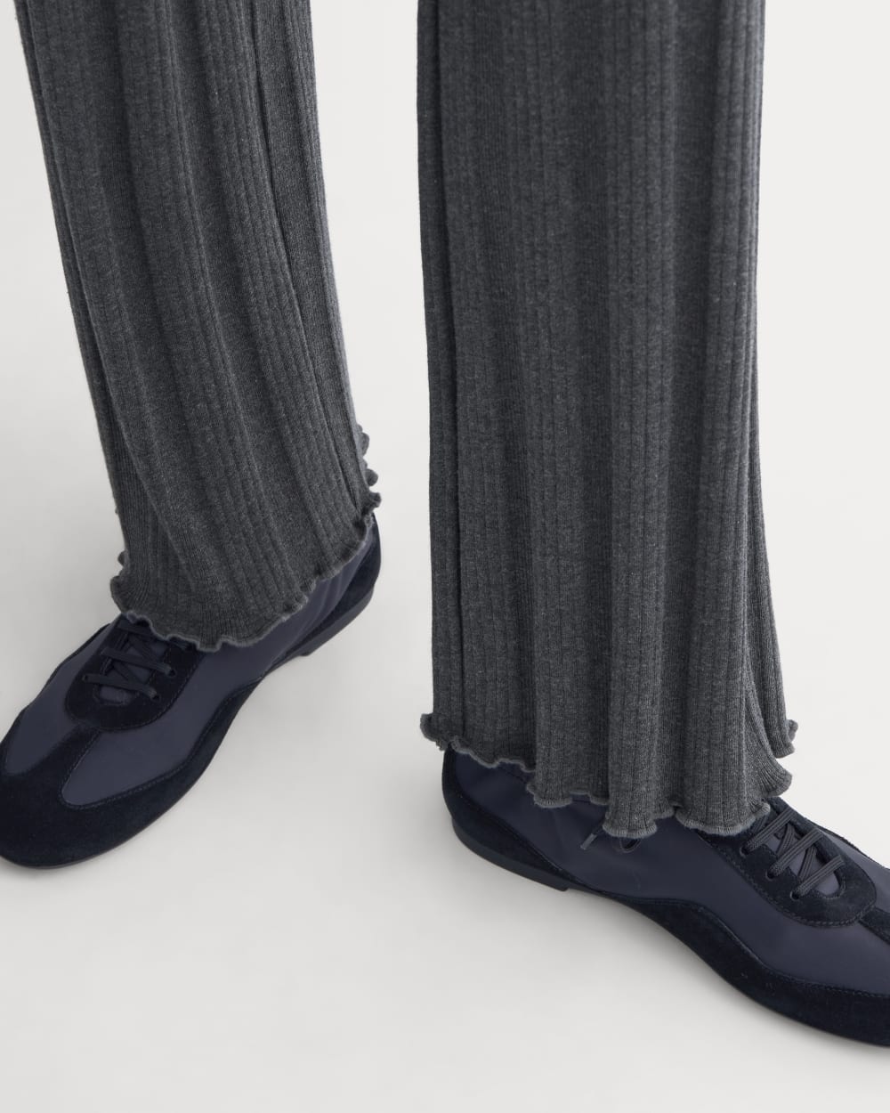 Lounge Rib Pant in Heathered Soot — detail view