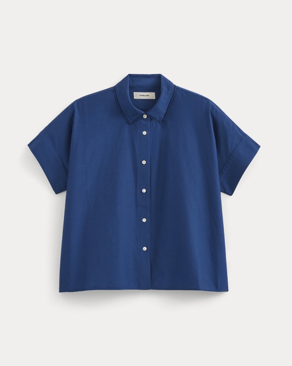 Scalloped-Collar Square Shirt in Estate Blue — alternate view