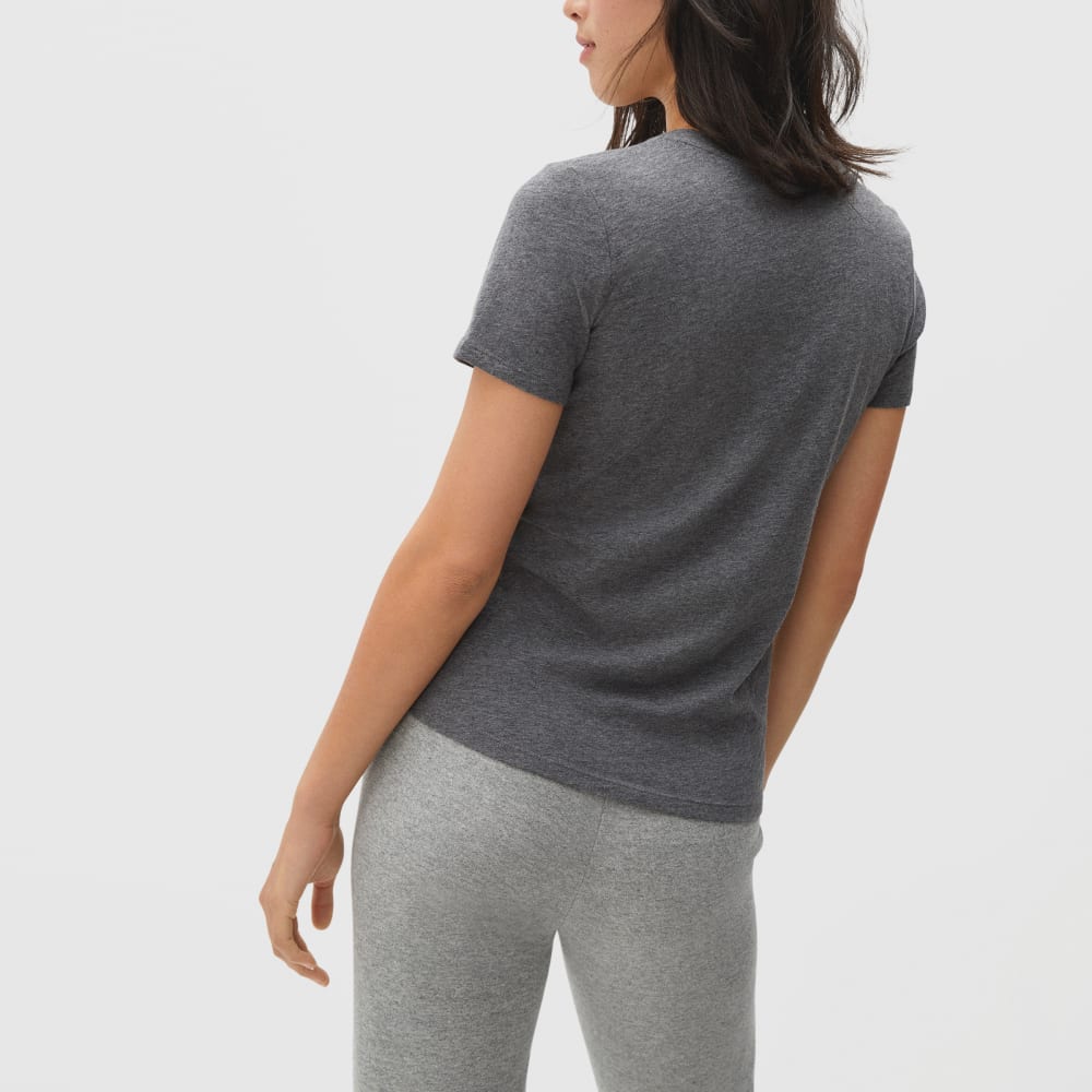 The Organic Cotton V-Neck in Charcoal — detail view