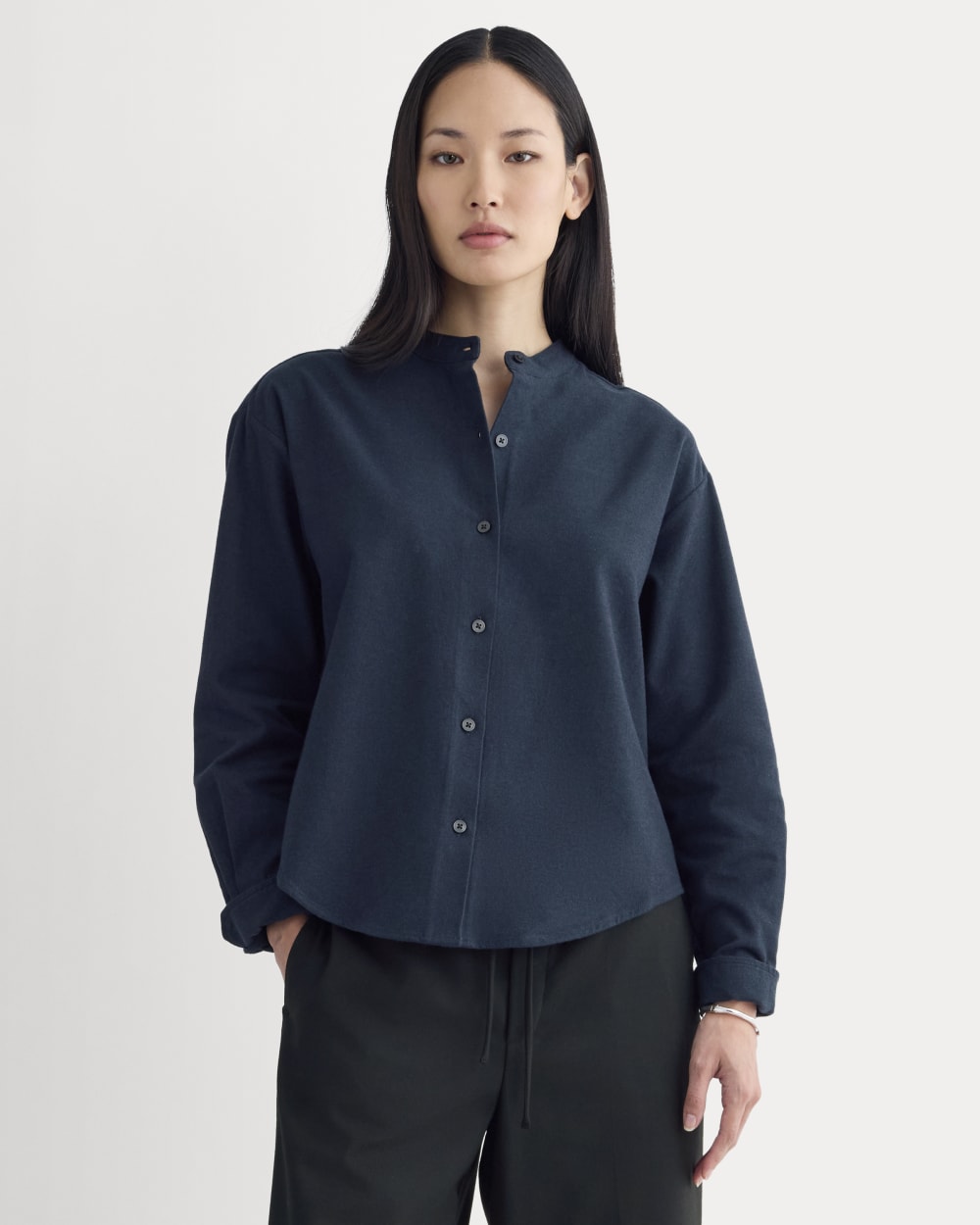 Flannel Shirt in Navy — front view