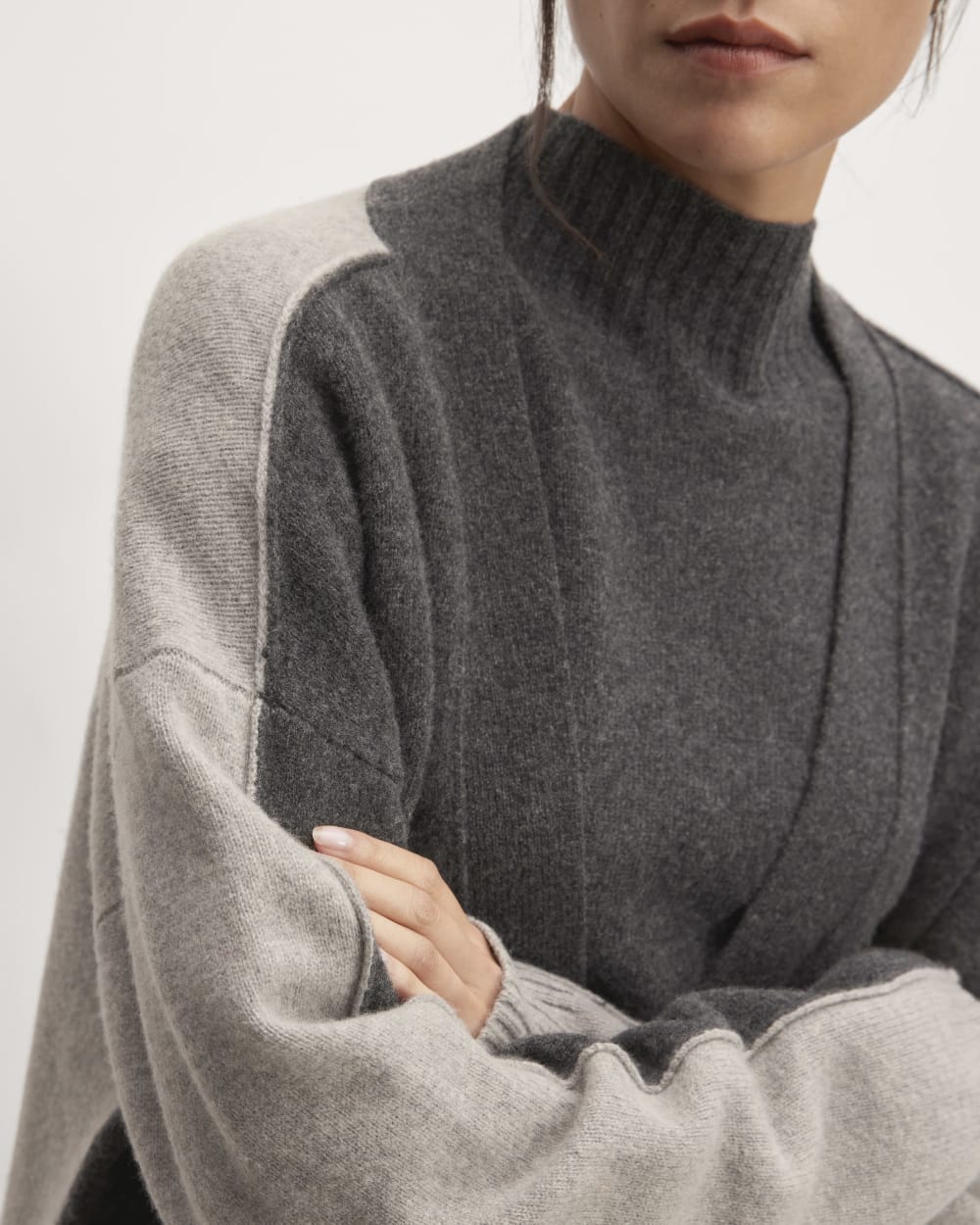 The Good Merino Wool Cardigan in Graphite / Hare Grey — detail view