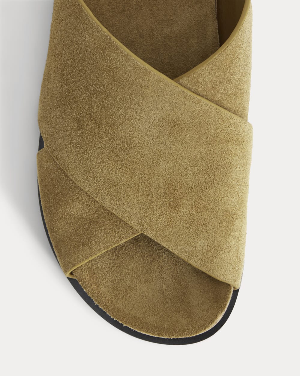 The Suede Crossover Sandal in Sand — detail view