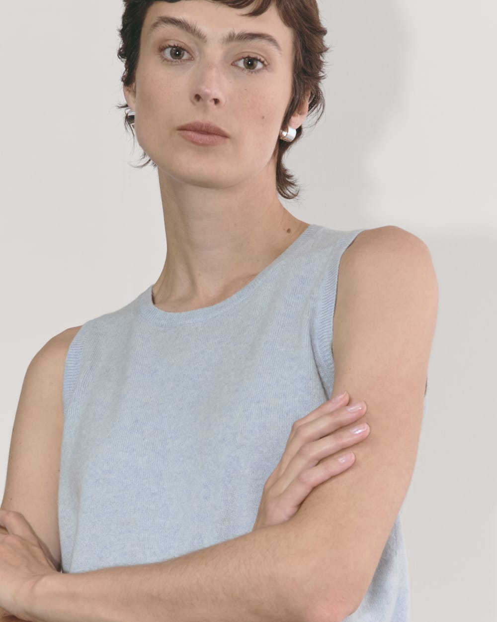 The Classic Tank in Cashmere in Sky Blue — alternate view