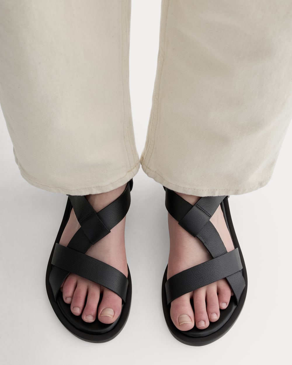 The City Strap Sandal in Black — detail view