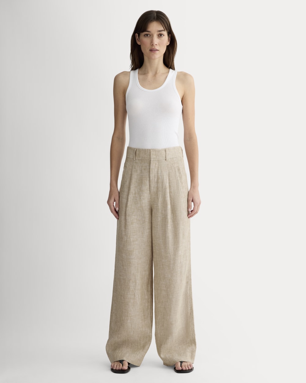 The Linen Way-High® Drape Pant in Cornstalk Chambray — front view