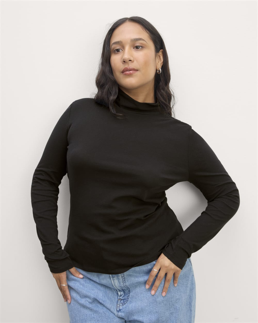 The Air Turtleneck in Black — front view