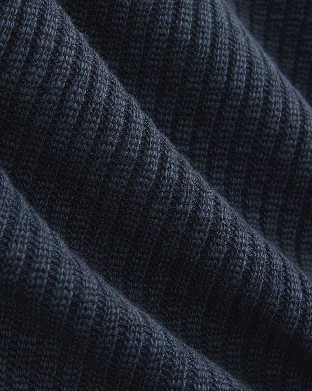 The Cozy Rib Funnel-Neck in Navy — detail view