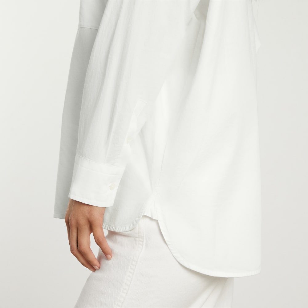 The Oversized Silky Cotton Shirt in White — detail view