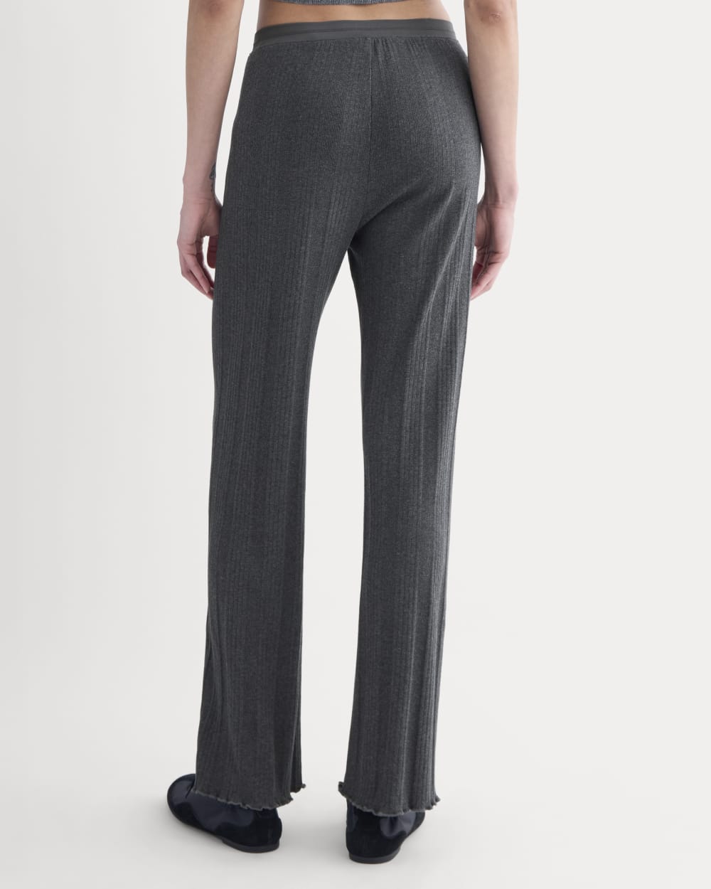 Lounge Rib Pant in Heathered Soot — detail view