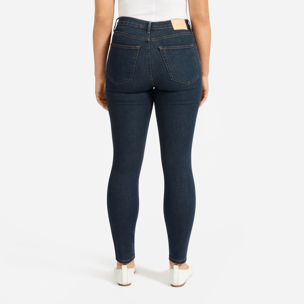 The Authentic Stretch High-Rise Skinny in Deep Indigo — detail view