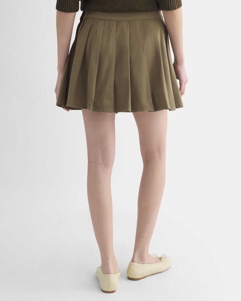 Utility Pleated Mini Skirt in Olive — detail view