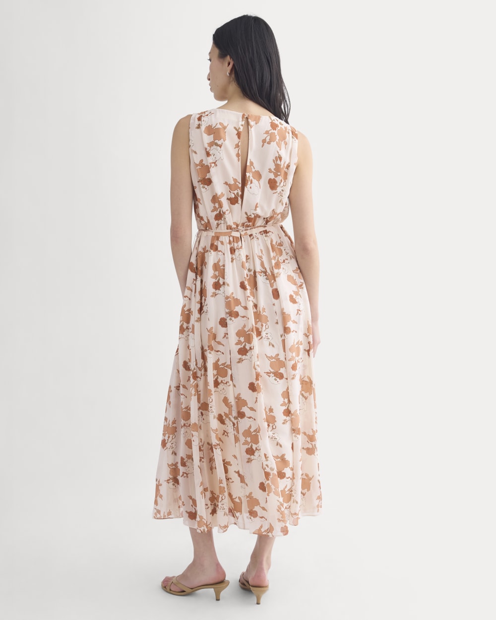 Maxi Dress in Silk Georgette in Soft Floral — detail view