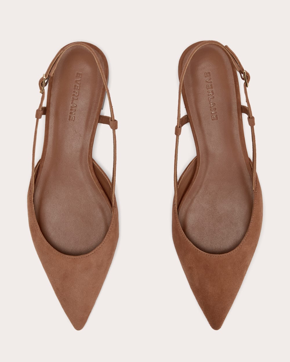 The Studio Slingback Flat in Saddle Brown Suede — alternate view