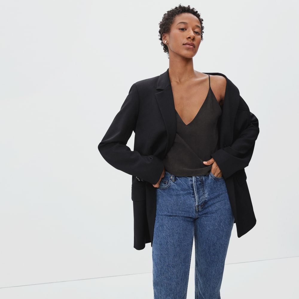 The Washable Silk Cropped Cami in Black — alternate view