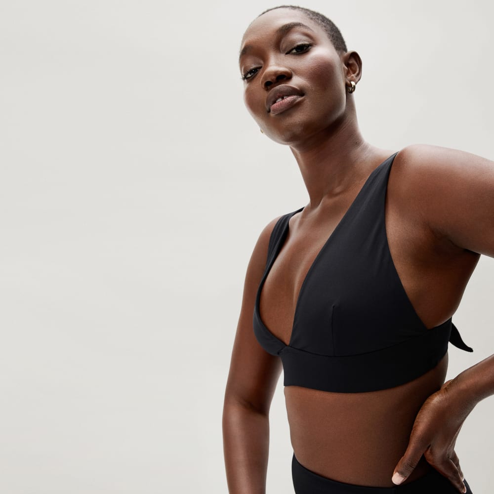 The Triangle Bikini Top in Black — detail view