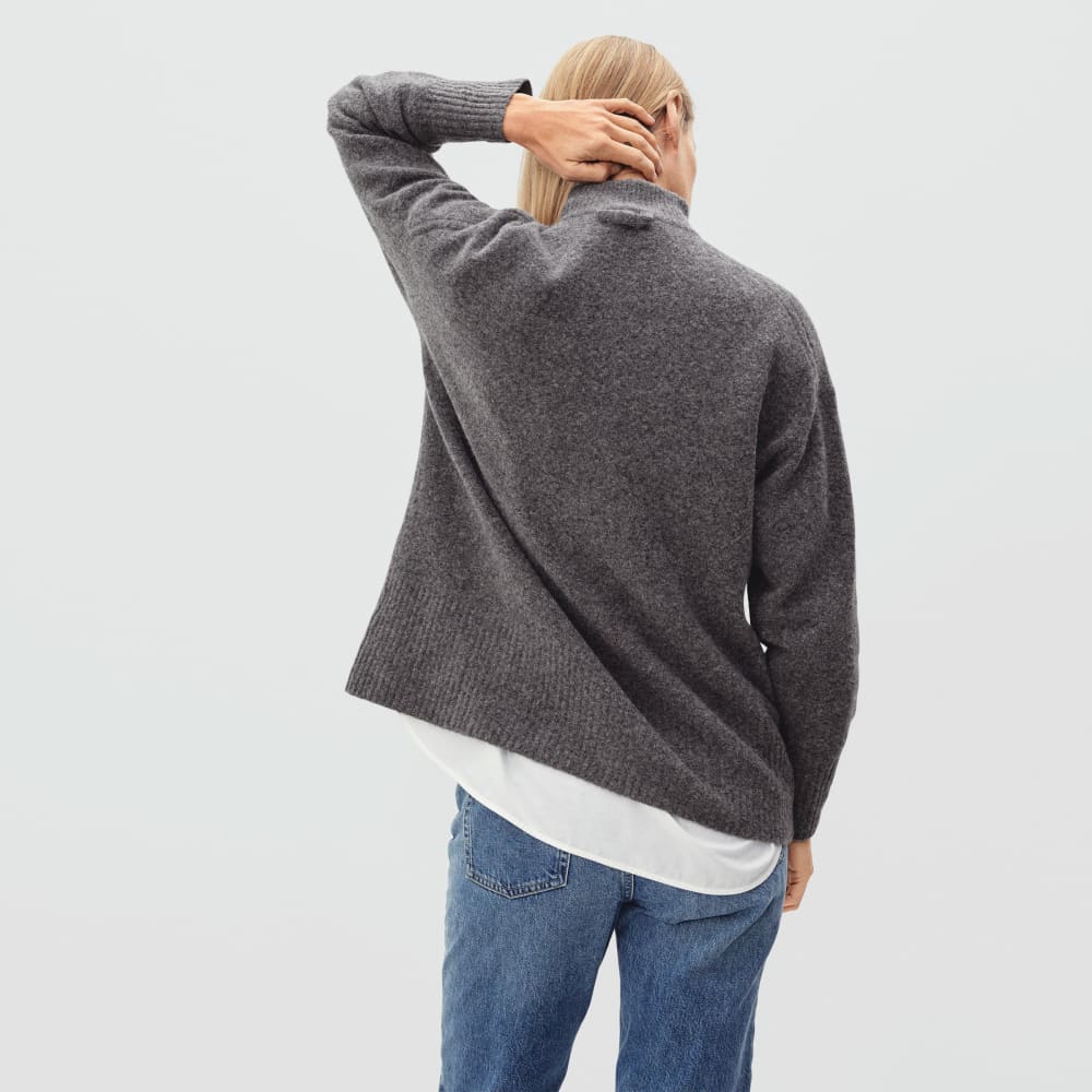 The Cozy-Stretch Pullover in Heathered Charcoal — detail view