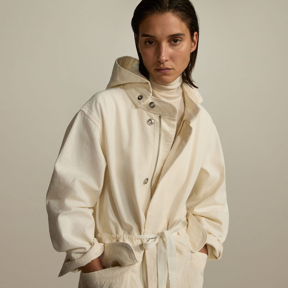 The Canvas Organic Cotton Parka in Bone — detail view