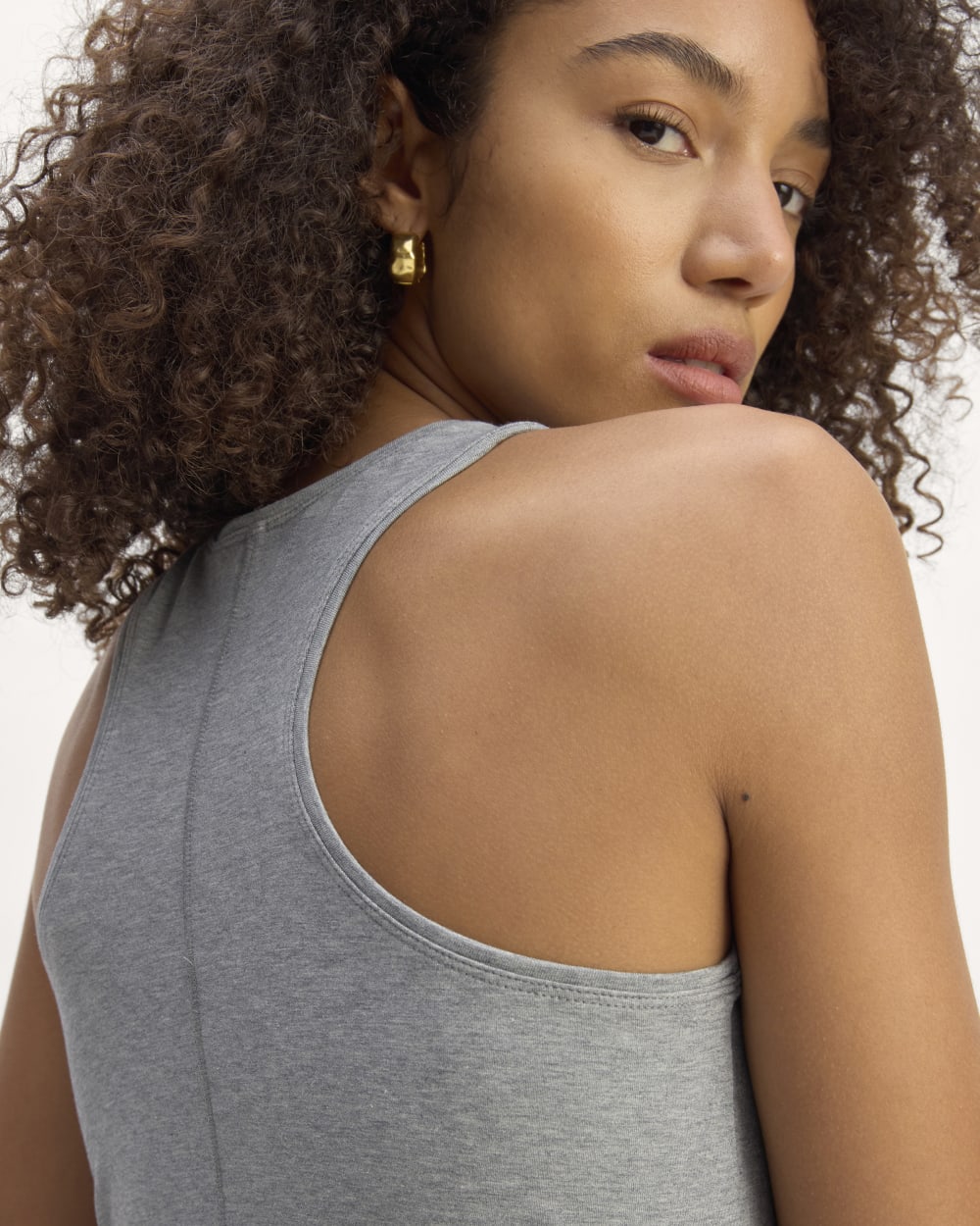The Form Racerback Dress in Mid Heather Grey — detail view