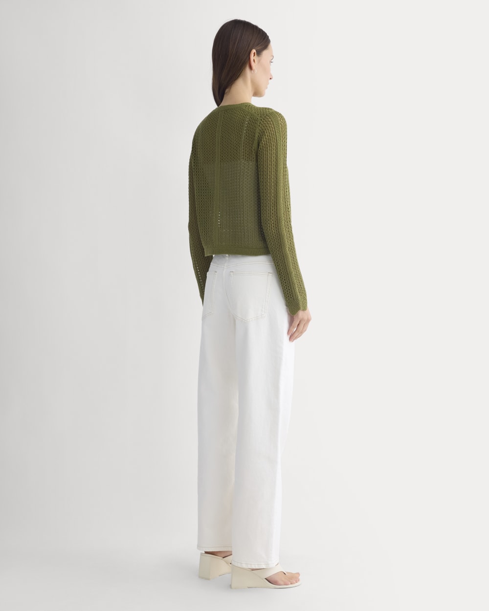 Lace-Knit Cardigan in Mayfly — detail view