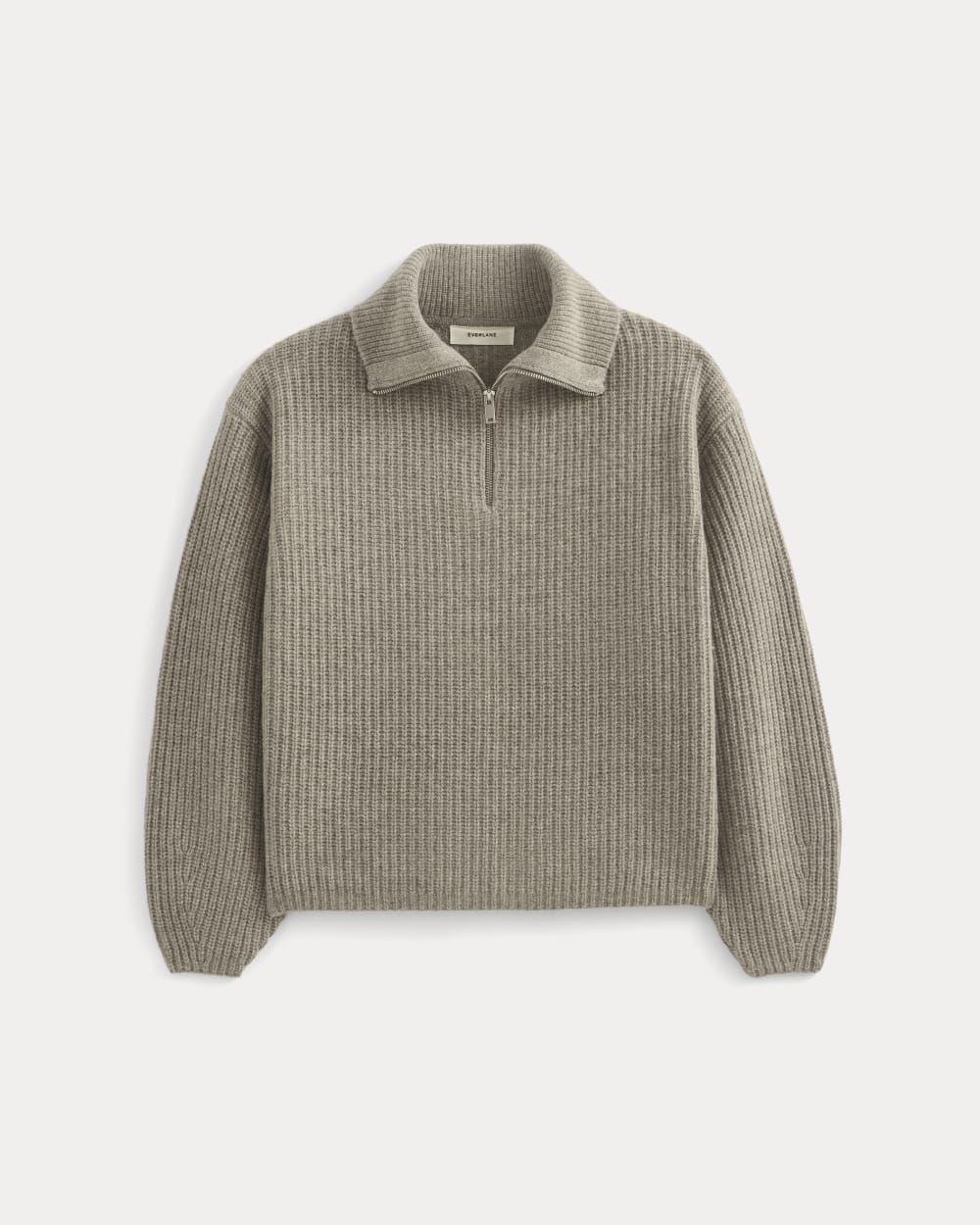 The Half-Zip Sweater in Luxe Merino in Heather Soft Taupe — alternate view