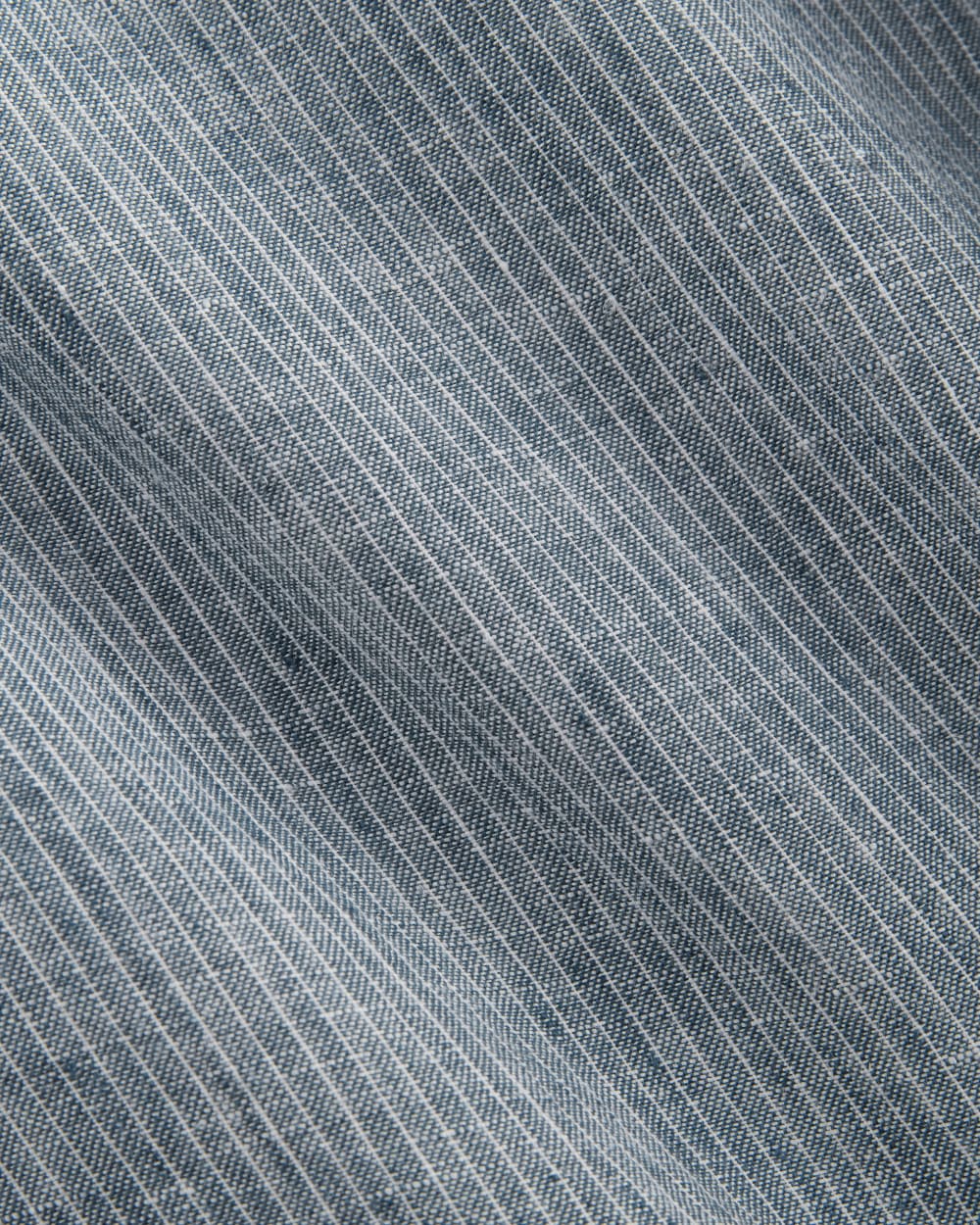 The Daytripper Dress in Linen in White / Blue — detail view
