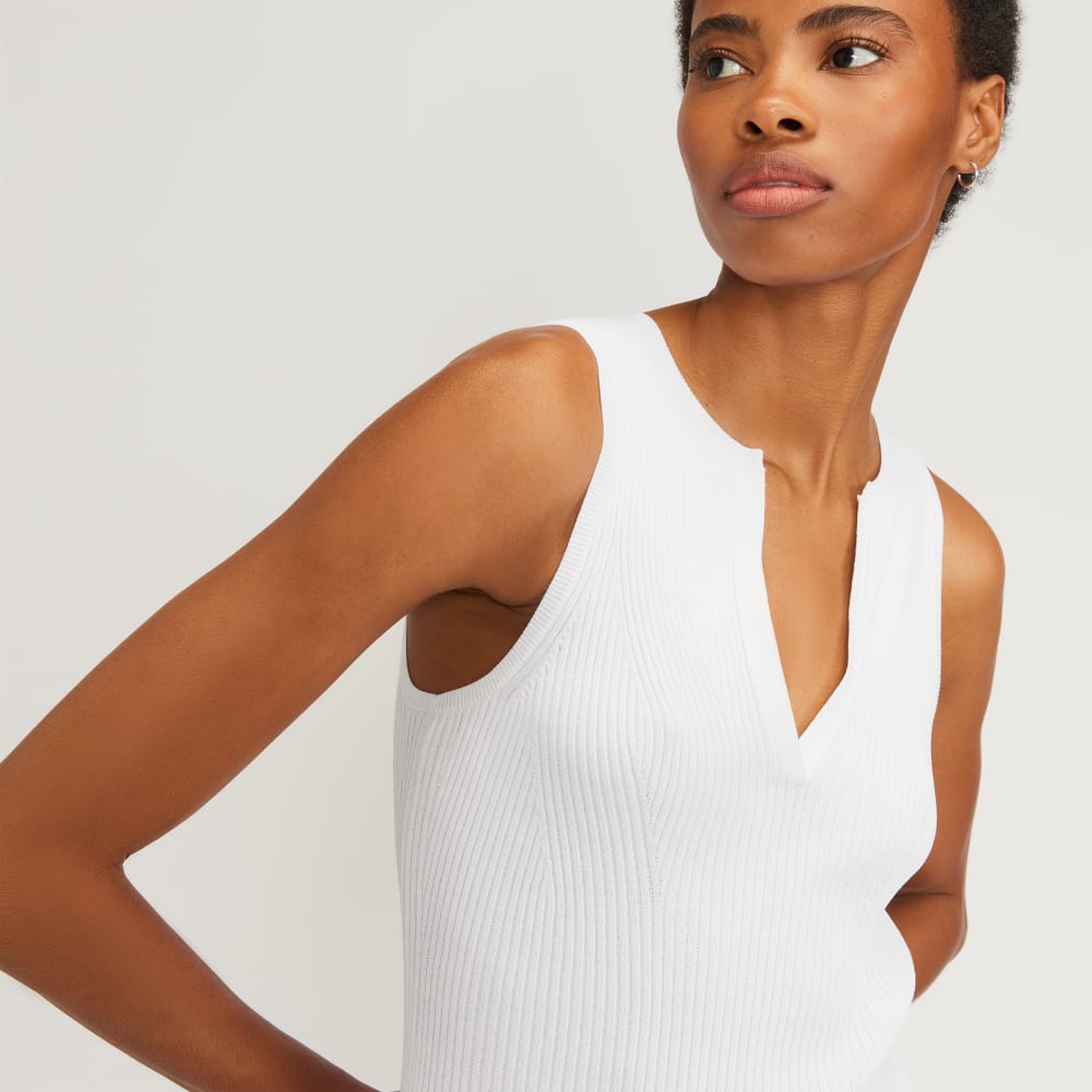 The Ribbed Cutaway Tank in White — detail view