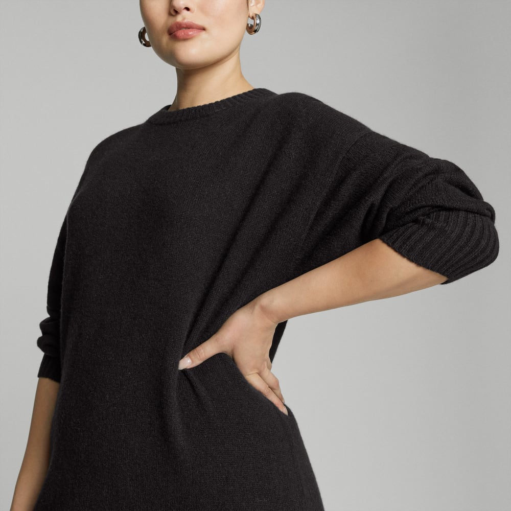 The Cashmere Midi Dress in Black — detail view