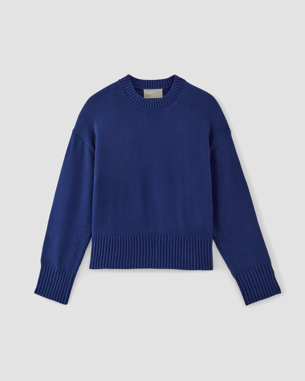The Boxy Sweater in Everyday Cotton in Bellwether Blue — alternate view