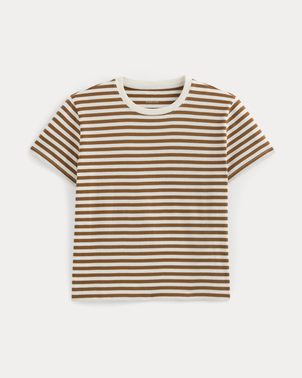 The Box-Cut Tee in Essential Cotton in Bone/Toffee — alternate view