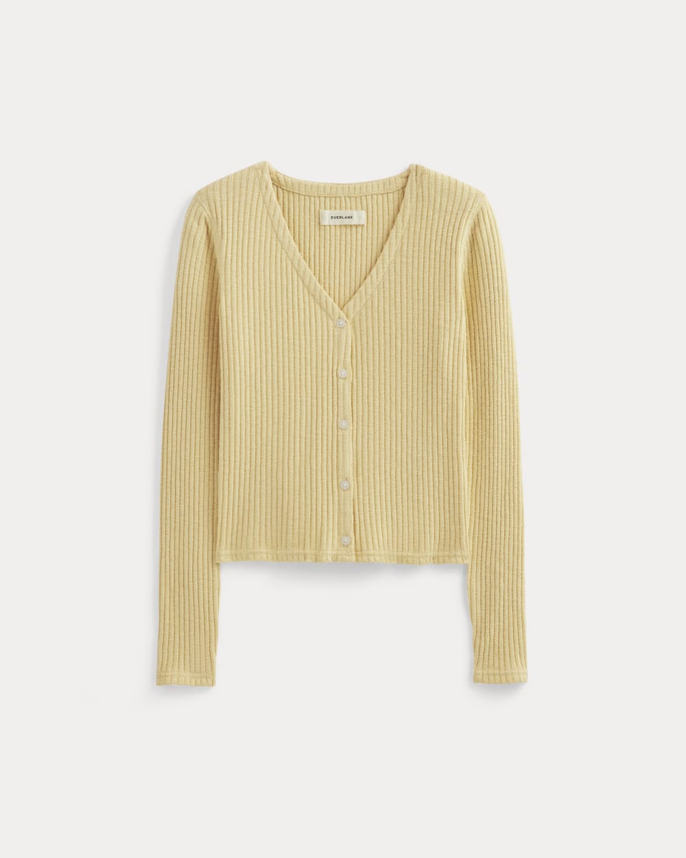 The Cozy Rib Cardigan in Banana Crepe — alternate view