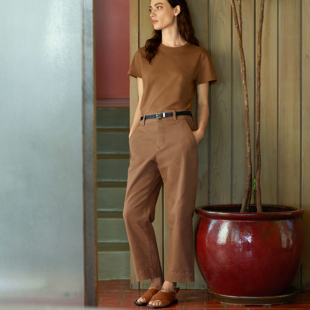 The Organic Straight-Leg Pant in Toasted Coconut — detail view