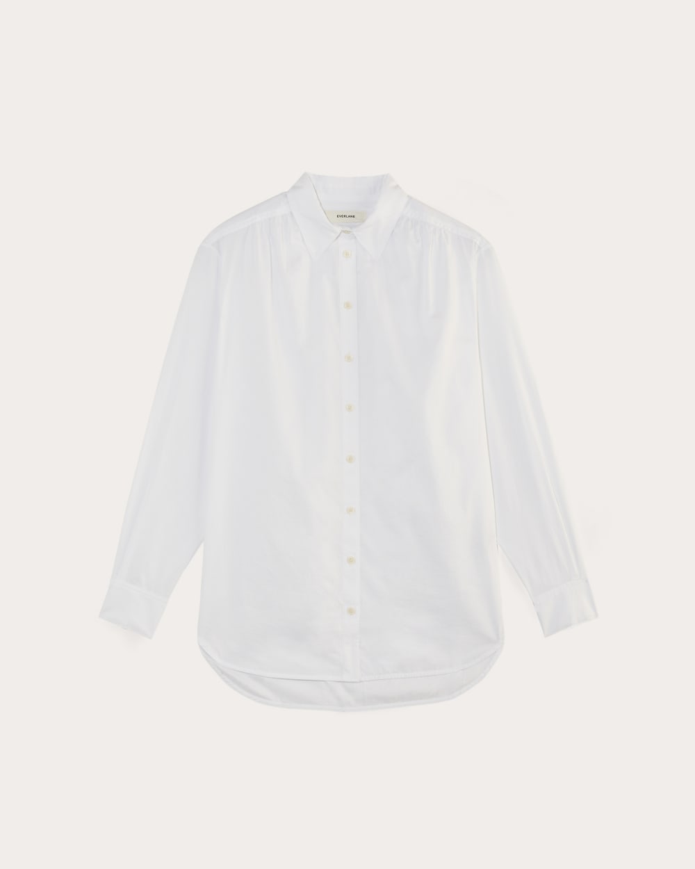 The Gathered Shirt in Silky Cotton in White — alternate view