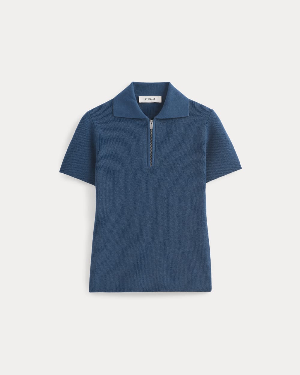 Knit Quarter-Zip Polo in Estate Blue — alternate view