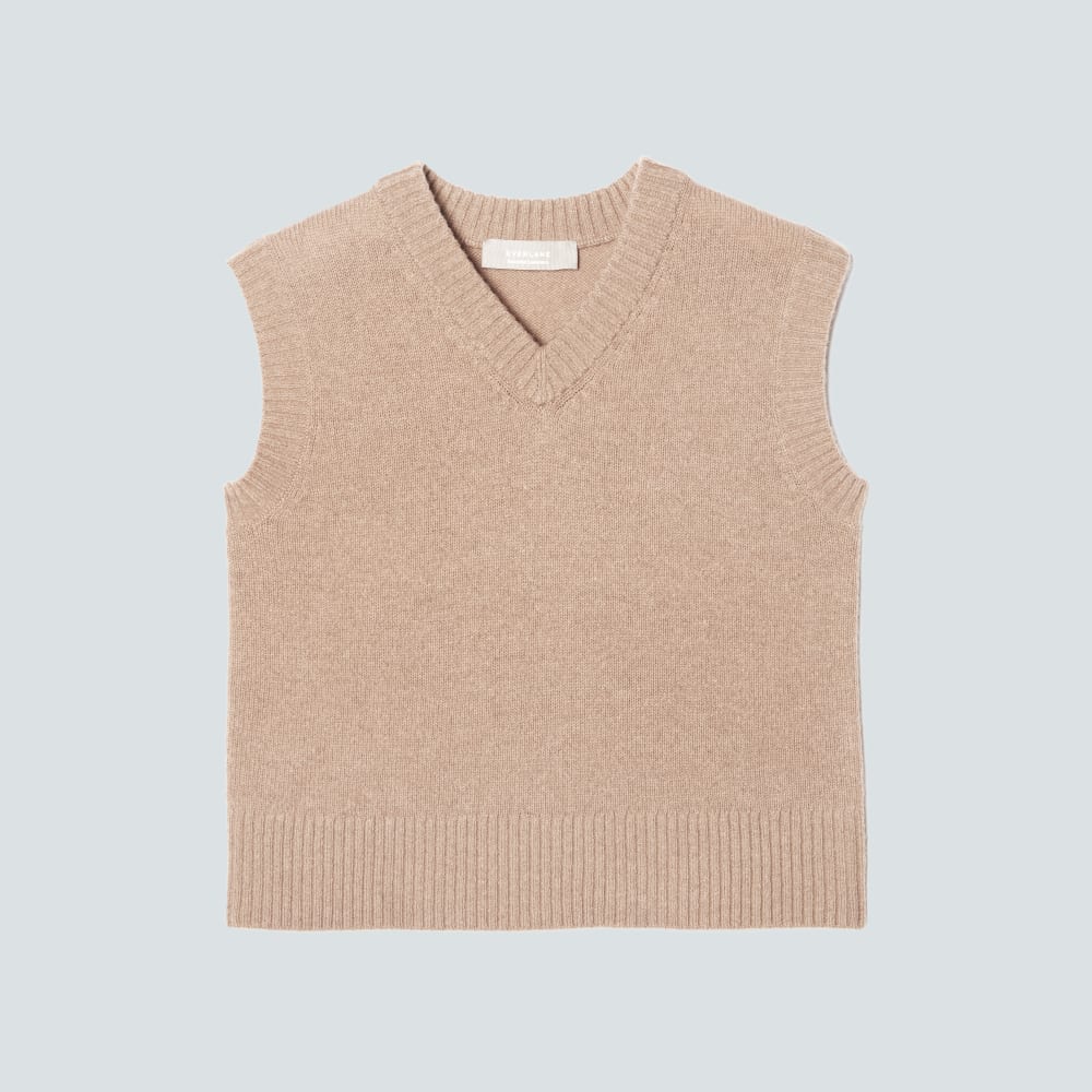The Cashmere Vest in Light Camel — alternate view