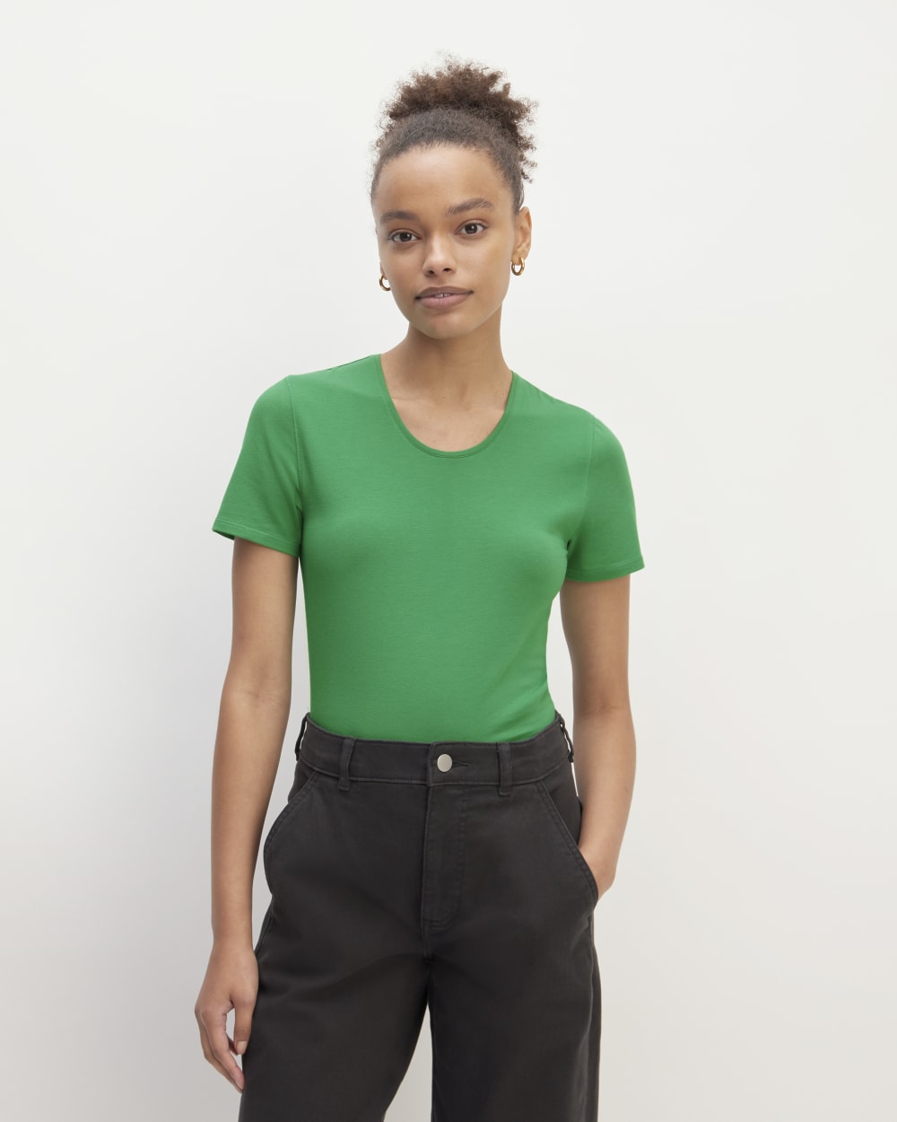 The Supima® Form Crew Neck Tee in Grass Green — front view